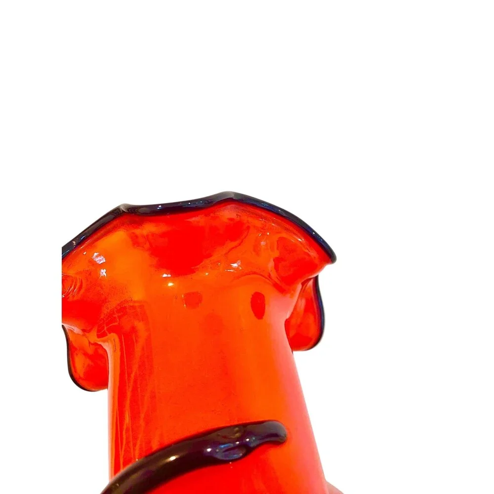 Bold Vintage Orange Art Glass Vase Mid Century Modern MCM Retro Mod Space Age